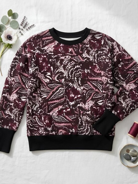 Joie Sweaters - NWT Joie Caleigh Burgundy Floral Paisley Cotton Crop Sweatshirt Womens M